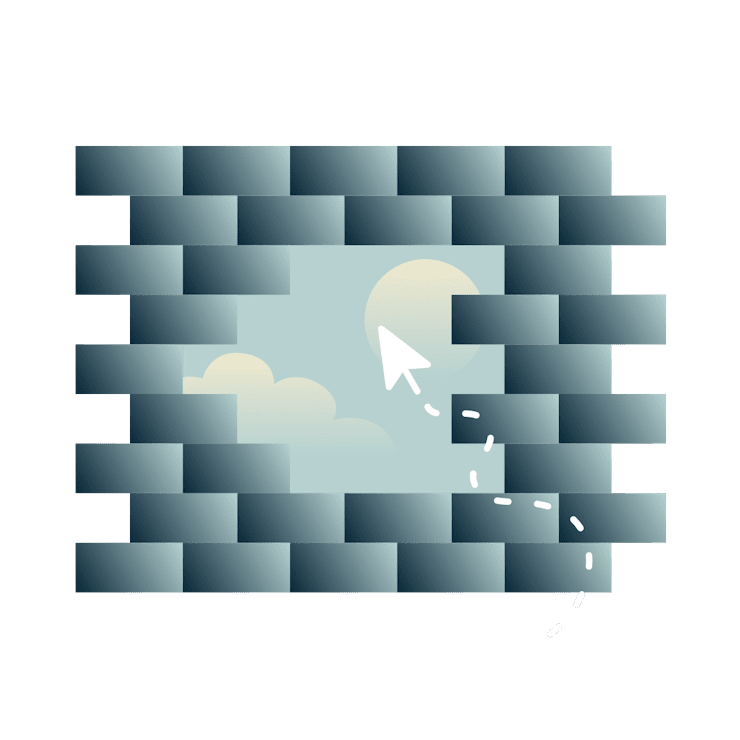 Tegelv&auml;gg med en &ouml;ppning och en mark&ouml;r som g&aring;r igenom den.