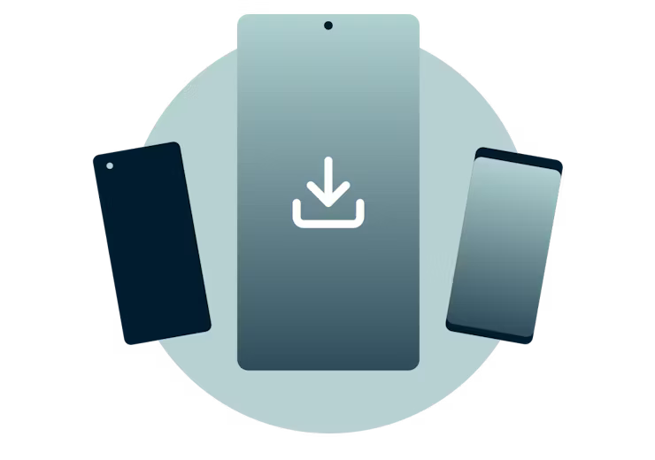 Descarcă aplicația ExpressVPN pentru Android. Dispozitive Android cu un semn de descărcare.