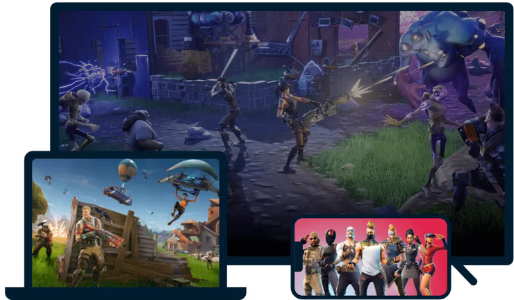 Fortnite p&aring; olika enheter.