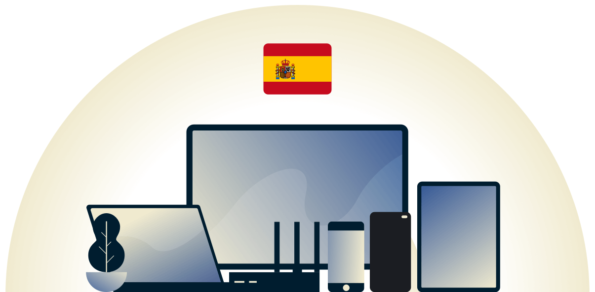 VPN de España protegiendo una variedad de dispositivos.